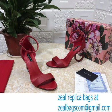 Dolce  &  Gabbana Heel 10.5cm Leather Sandals Red with D & G Heel 2021
